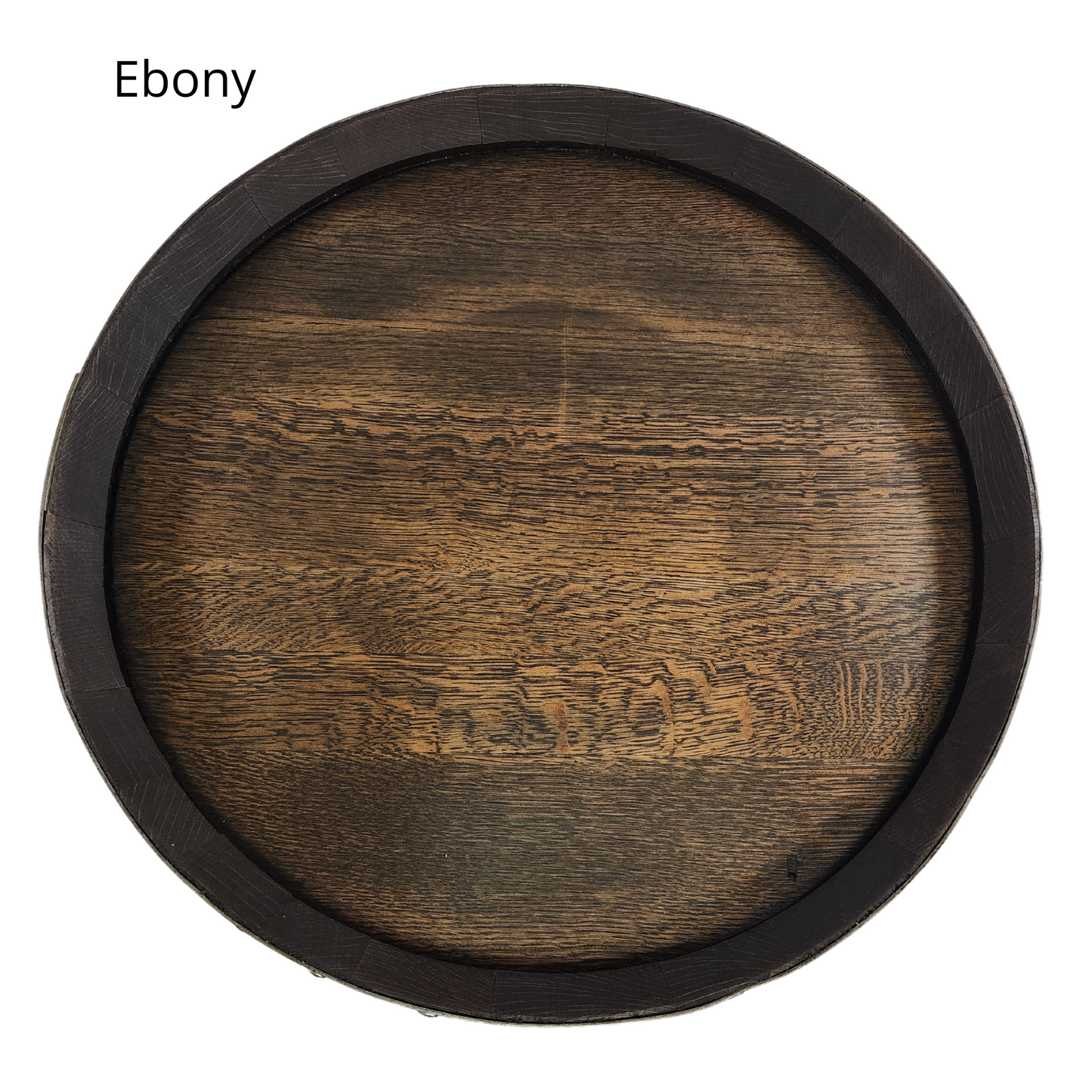 Wine Barrel Top Lazy Susan Double Metal Ring Black Band