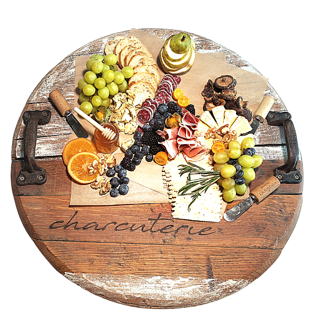 White Washed Barrel Head Tray