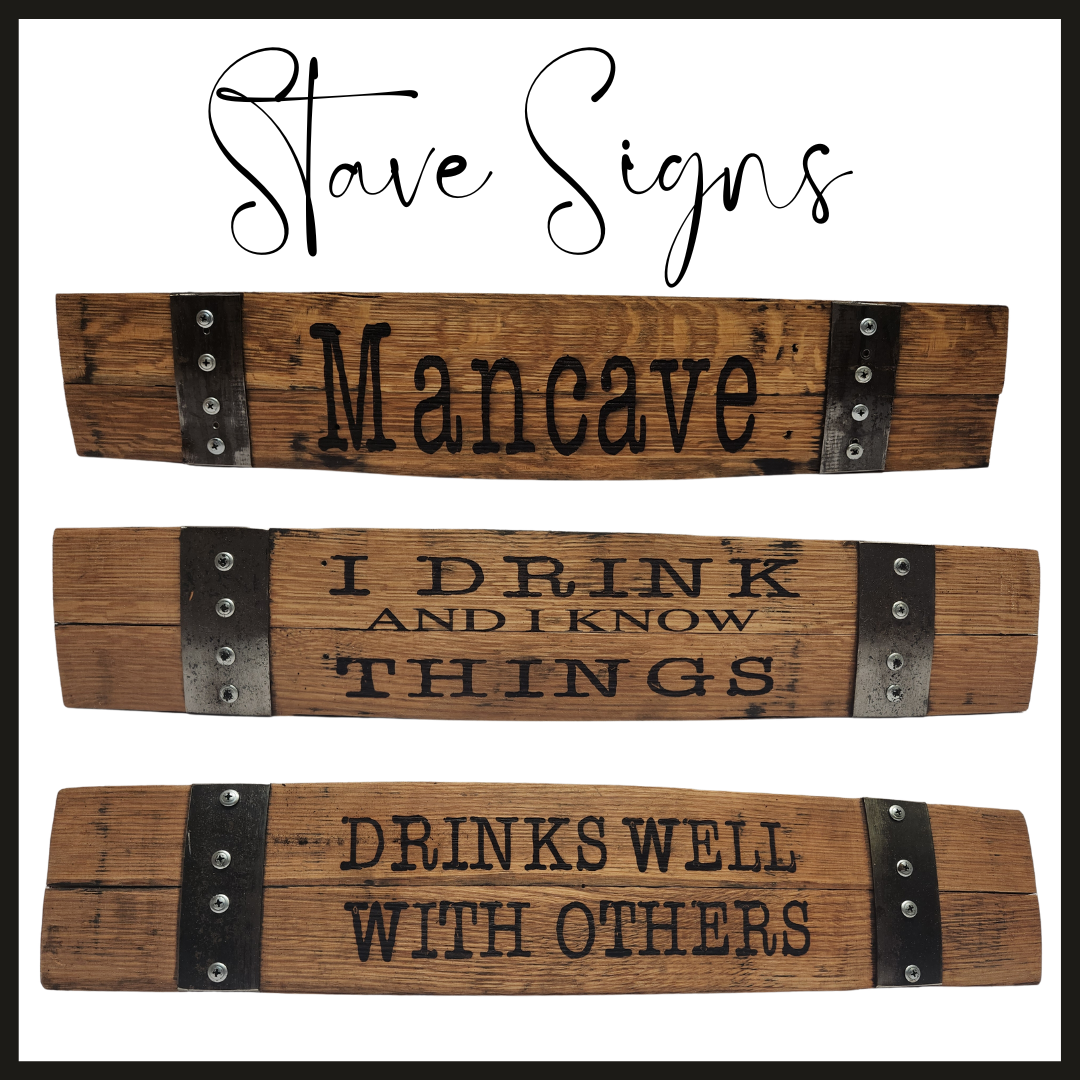 Horizontal Stave Sign 24 Inch Made From Whiskey or Wine Barrel