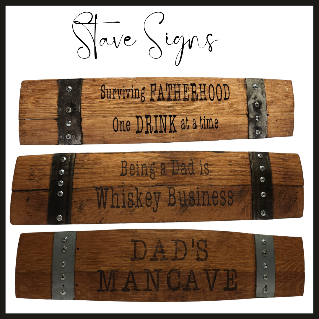 Horizontal Stave Sign 24 Inch Made From Whiskey or Wine Barrel