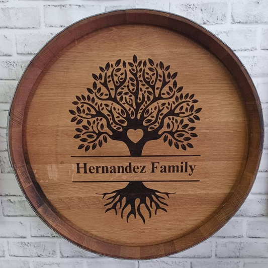 Family Tree Personalized Laser Engraving Services for Wine Barrel Lazy Susan or Wall