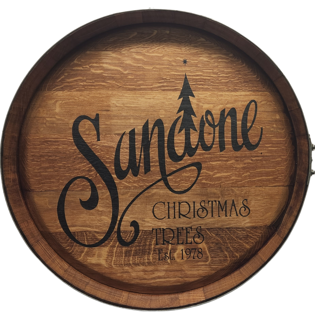 Wine Barrel Top Lazy Susan Double Metal Ring (Personalize It)