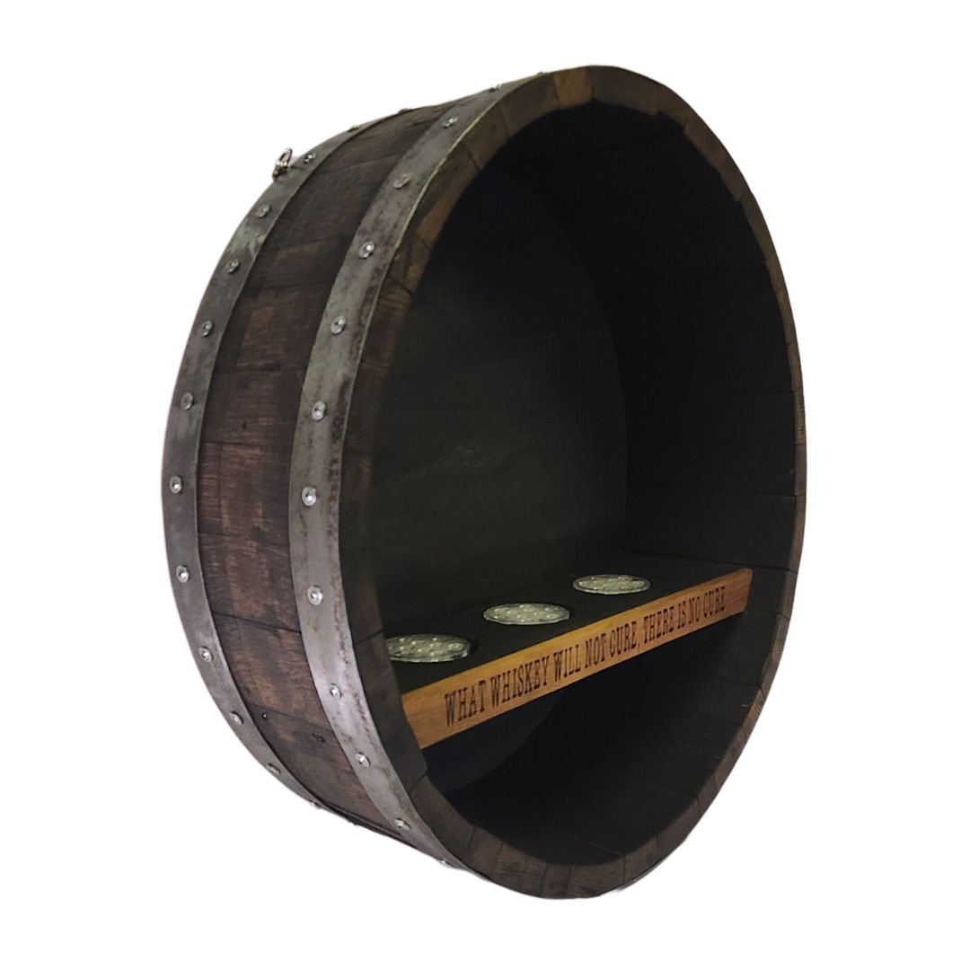 Authentic Whiskey Barrel Bar Shelf - Display your Bourbon Collection