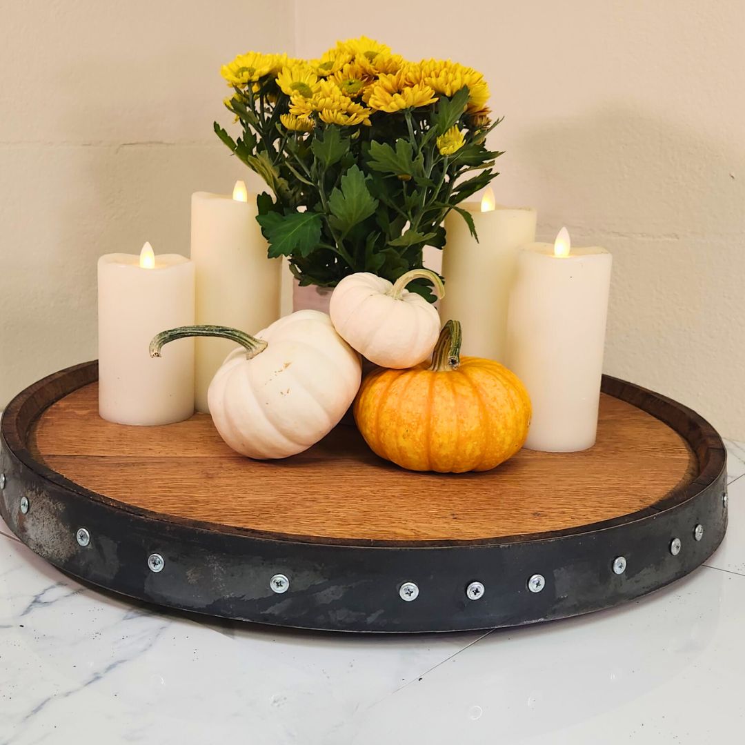 Single Band Bourbon Barrel Lazy Susan