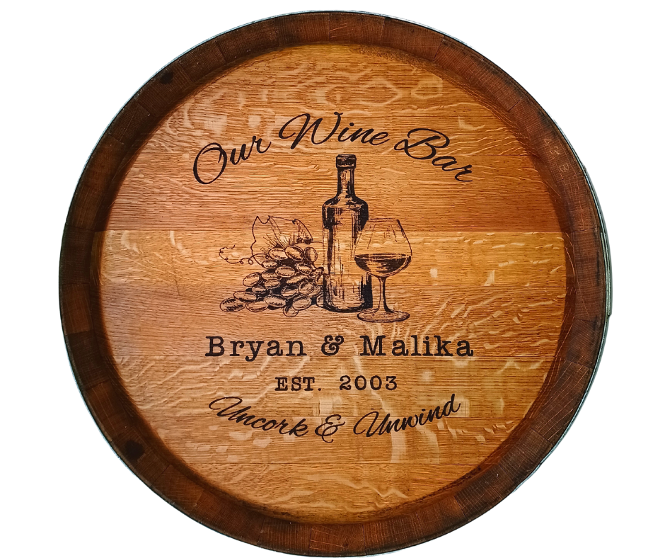 Personalized Barrel Head Lazy Susan or Wall Art-Our Wine Bar