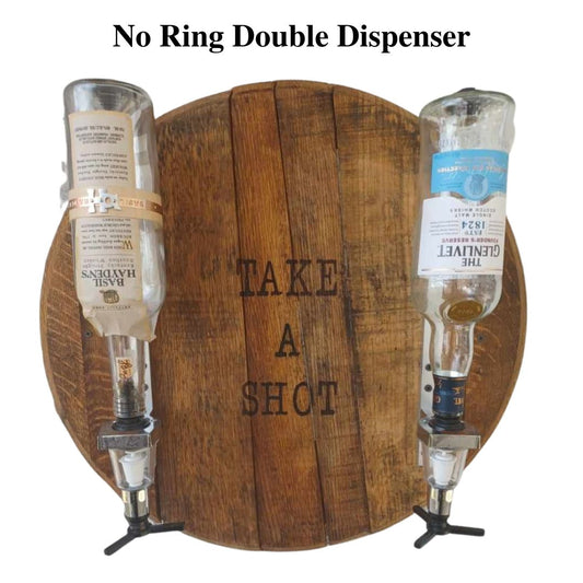Double Liquor Dispenser Mounted on NO Ring Bourbon Barrel Head