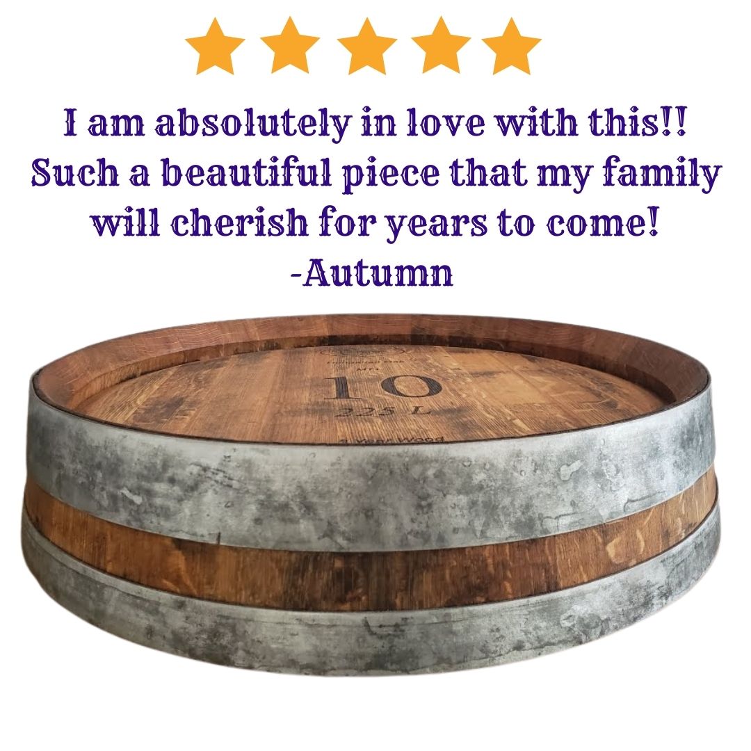 Wine Barrel Top Lazy Susan Double Metal Ring (Personalize It)