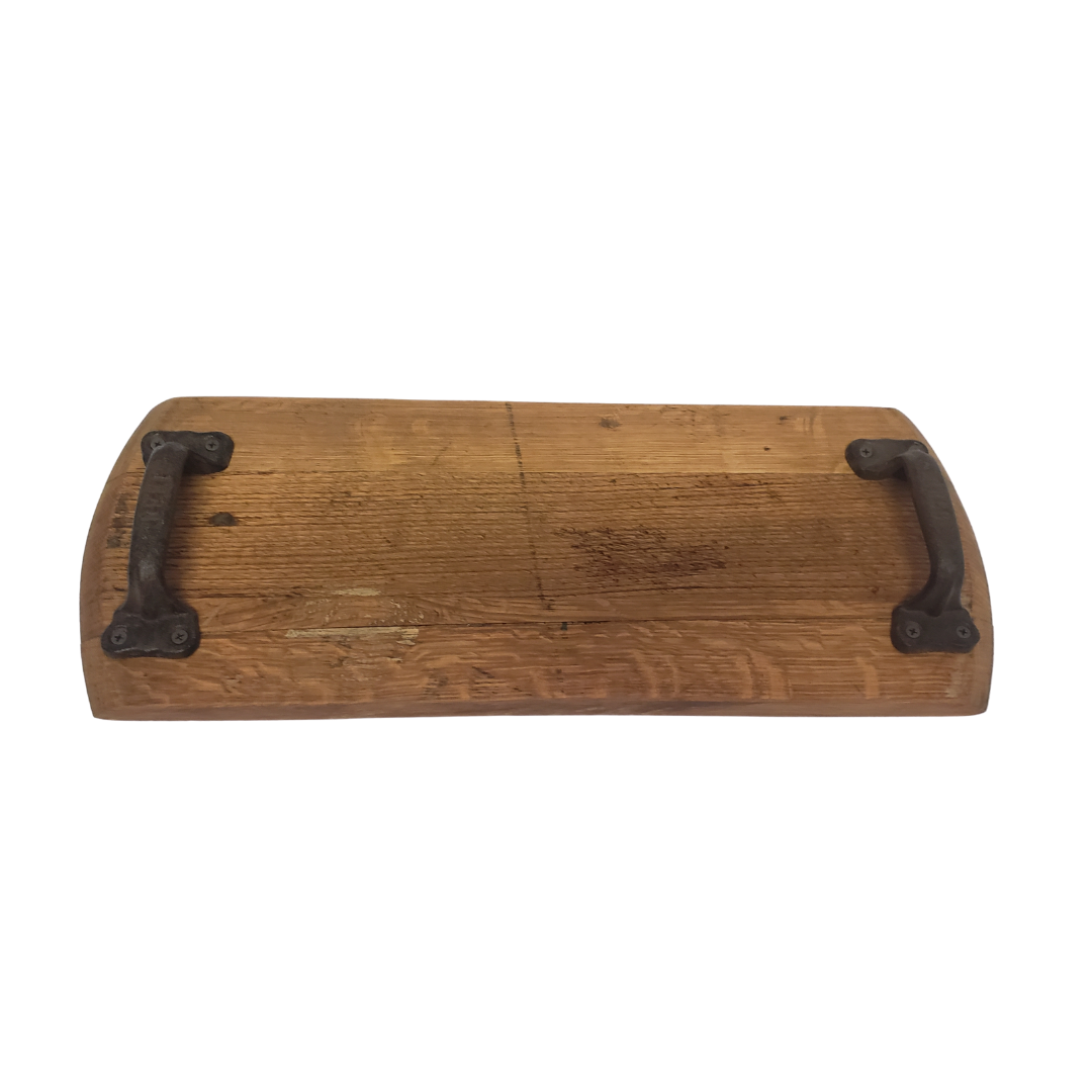 Bourbon Barrel Head Cheese Tray With Cast Iron Antique Handles - Get Groovy Deals Texas