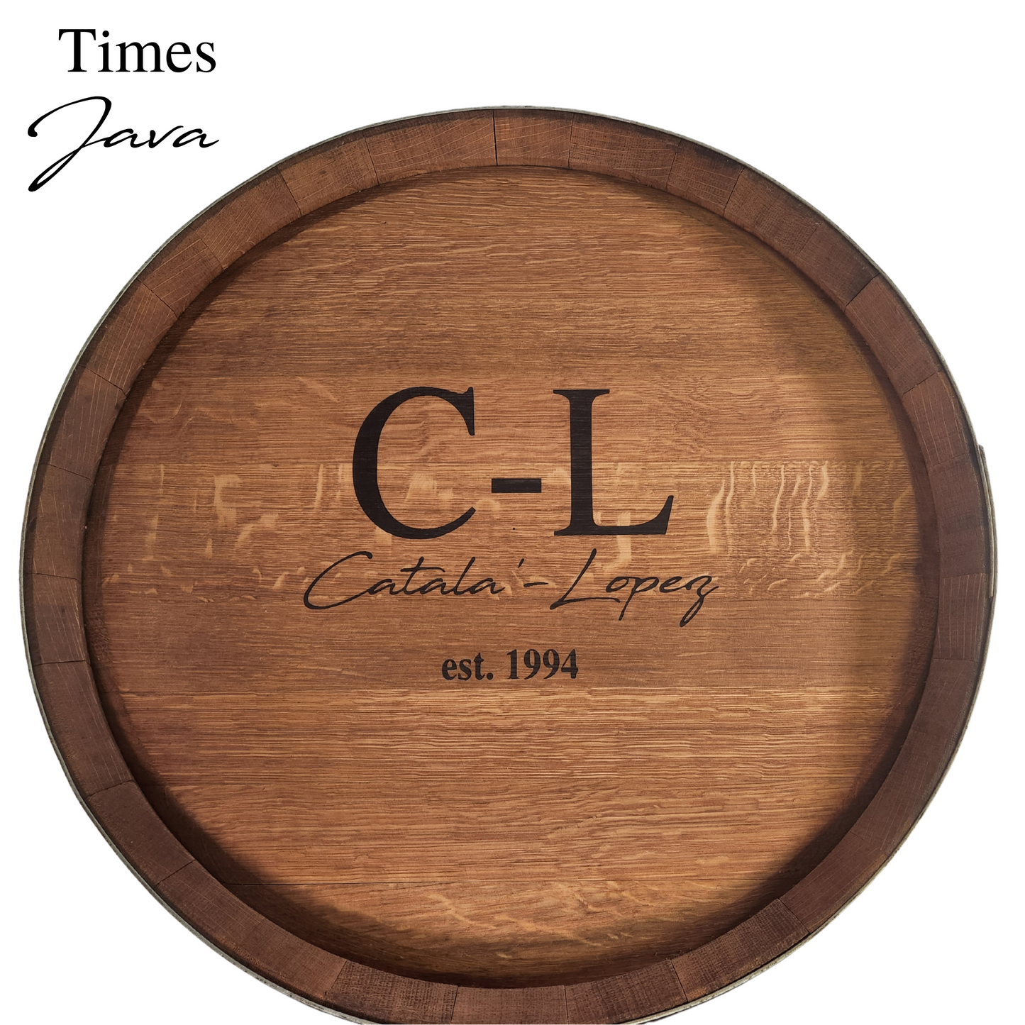 Wine Barrel Top Lazy Susan Double Metal Ring (Personalize It)