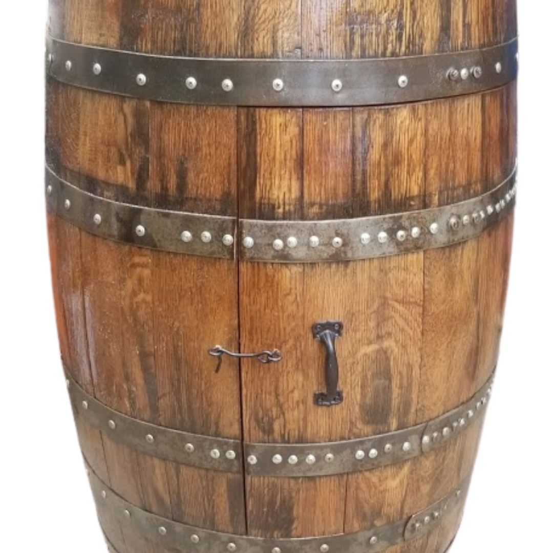 Rustic Whiskey Barrels Single Door  - Man Cave Table, Man Cave Bar, Whiskey Barrel, Wine Barrel, Pub Table, Mancave Table, Mancave Bar, Bar Table, Patio Table, Barrel Table - Get Groovy Deals Texas