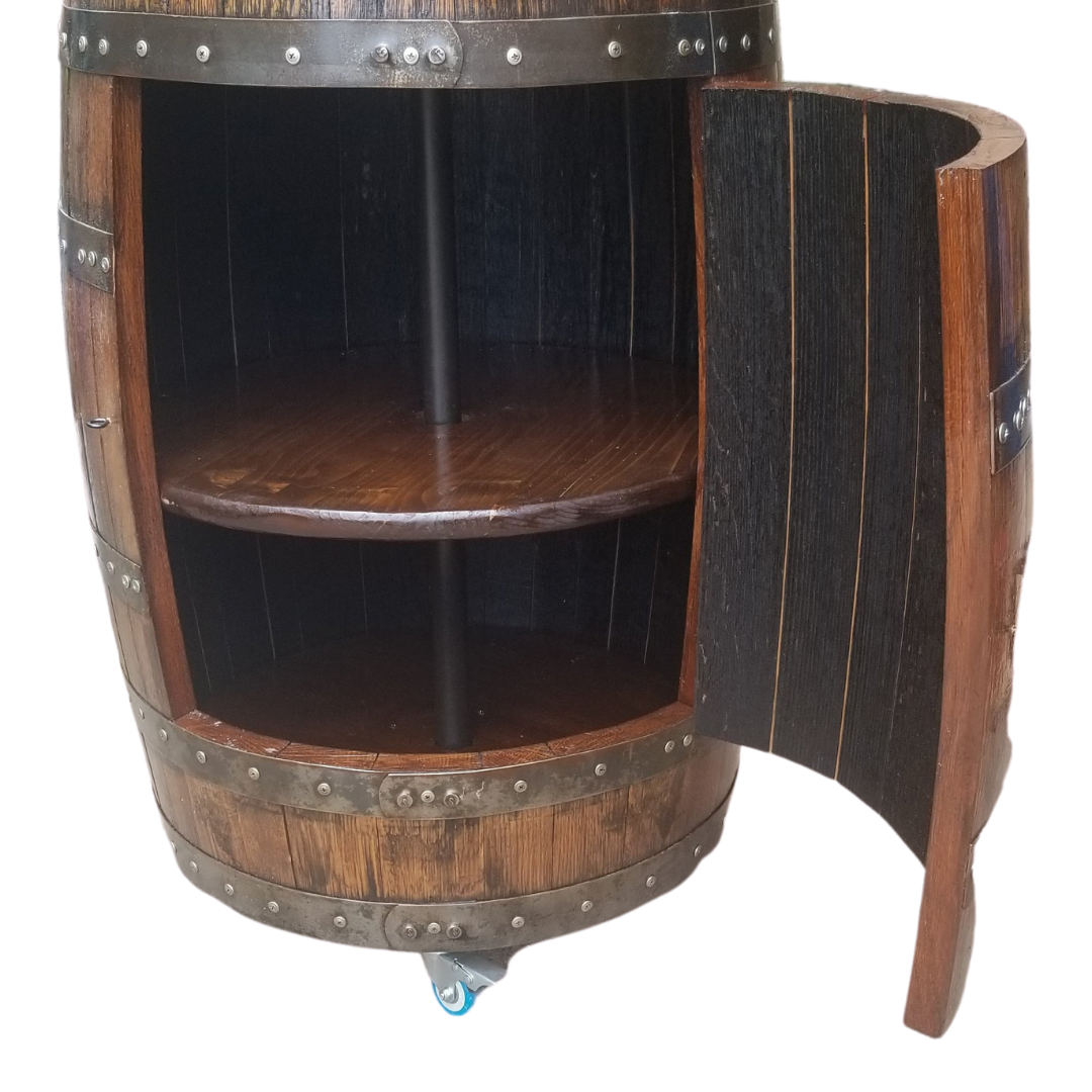 Rustic Whiskey Barrels Single Door  - Man Cave Table, Man Cave Bar, Whiskey Barrel, Wine Barrel, Pub Table, Mancave Table, Mancave Bar, Bar Table, Patio Table, Barrel Table - Get Groovy Deals Texas